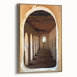 Landscape art painting of Mali scenery on framed canvas, featuring colorful art with gold accents.