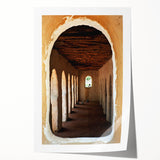 Extra large rolled canvas depicting a serene Mali landscape in muted earth tones, ideal for art wall dining room.