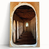 Large black and white stretched canvas depicting a serene Malian landscape, ideal for kitchen wall art or bedroom decor.