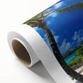 Art deco poster of a vibrant Mauritius landscape on rolled canvas, ideal for nursery wall art.