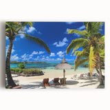 Large black and white stretched canvas of Mauritius scenery, ideal for kitchen wall art.