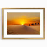 Textured abstract art print of a Moroccan landscape in earth tones on a framed canvas, suitable for bedroom decor.