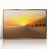 Modern art wall decor featuring a Moroccan landscape in acrylic, framed in silver, ideal for nursery wall art.