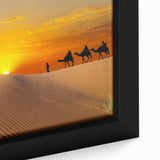 Framed canvas featuring a textured, colorful Moroccan landscape in vibrant hues, ideal for living room decor.