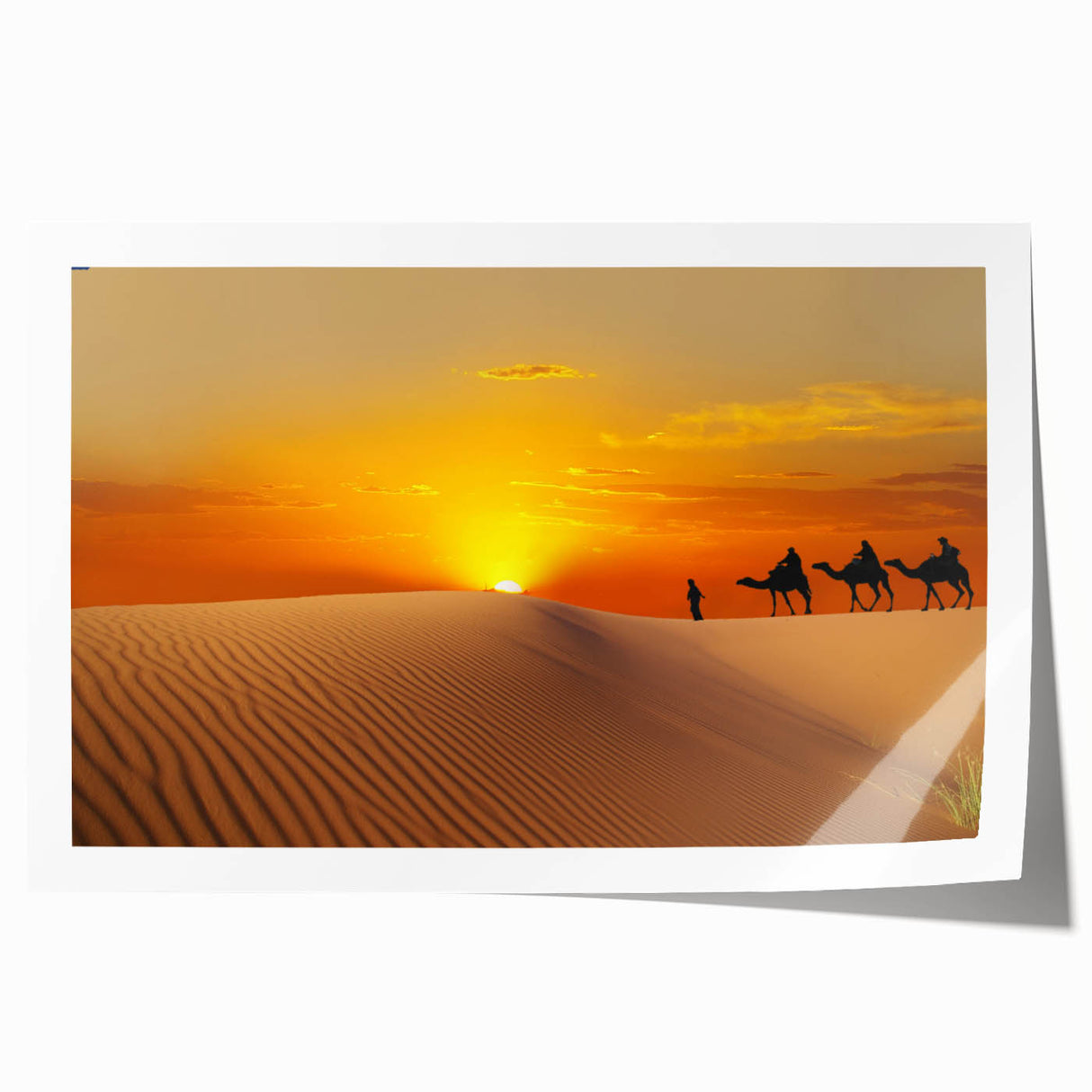 Extra large rolled print of a Moroccan landscape with vibrant floral elements, ideal for dining room wall art.