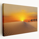 Large stretched canvas depicting a Moroccan scenery in earthy tones, suitable for kitchen wall art.