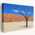 Large canvas print featuring an expansive African savannah scene with muted earth tones, ideal for kitchen wall art.