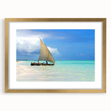 Extra large textured abstract art print of a Tanzanian landscape in muted earth tones, framed in gold.