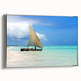 Landscape art painting of a Tanzanian scenery on framed canvas, featuring vibrant earth tones, ideal for living room decor.