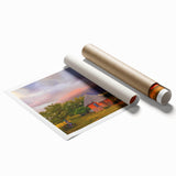 Extra large rolled print of a vibrant African landscape with floral elements, ideal for classy bathroom wall art.