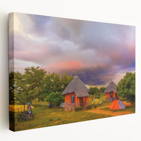 Large canvas print of a vibrant African savannah scene, ideal for kitchen wall art.