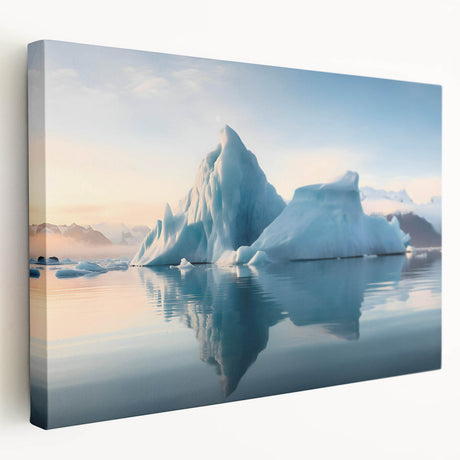 Antarctic landscape on stretched canvas, featuring icy blue and white tones, ideal for kitchen wall art.