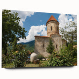 Large abstract wall art of Azerbaijan scenery in muted earth tones on acrylic glass, ideal for bedroom or dining room decor.