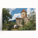 Black and white photograph of an Asian landscape on a large stretched canvas, ideal for kitchen wall art.