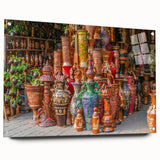 Acrylic glass wall art featuring a large abstract design in vibrant colors, ideal for bedroom or dining room decor.