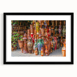 Extra large abstract art print of colorful, textured scenery, framed in black, ideal for living room decor.