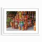 Abstract art print of a Bangladesh scenery in muted earth tones on a framed canvas, ideal for dining room decor.