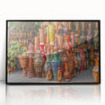 Large abstract wall art depicting a dynamic scene of Bangladesh in acrylic, framed in black.