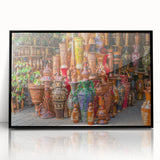 Large abstract wall art depicting a dynamic scene of Bangladesh in acrylic, framed in black.