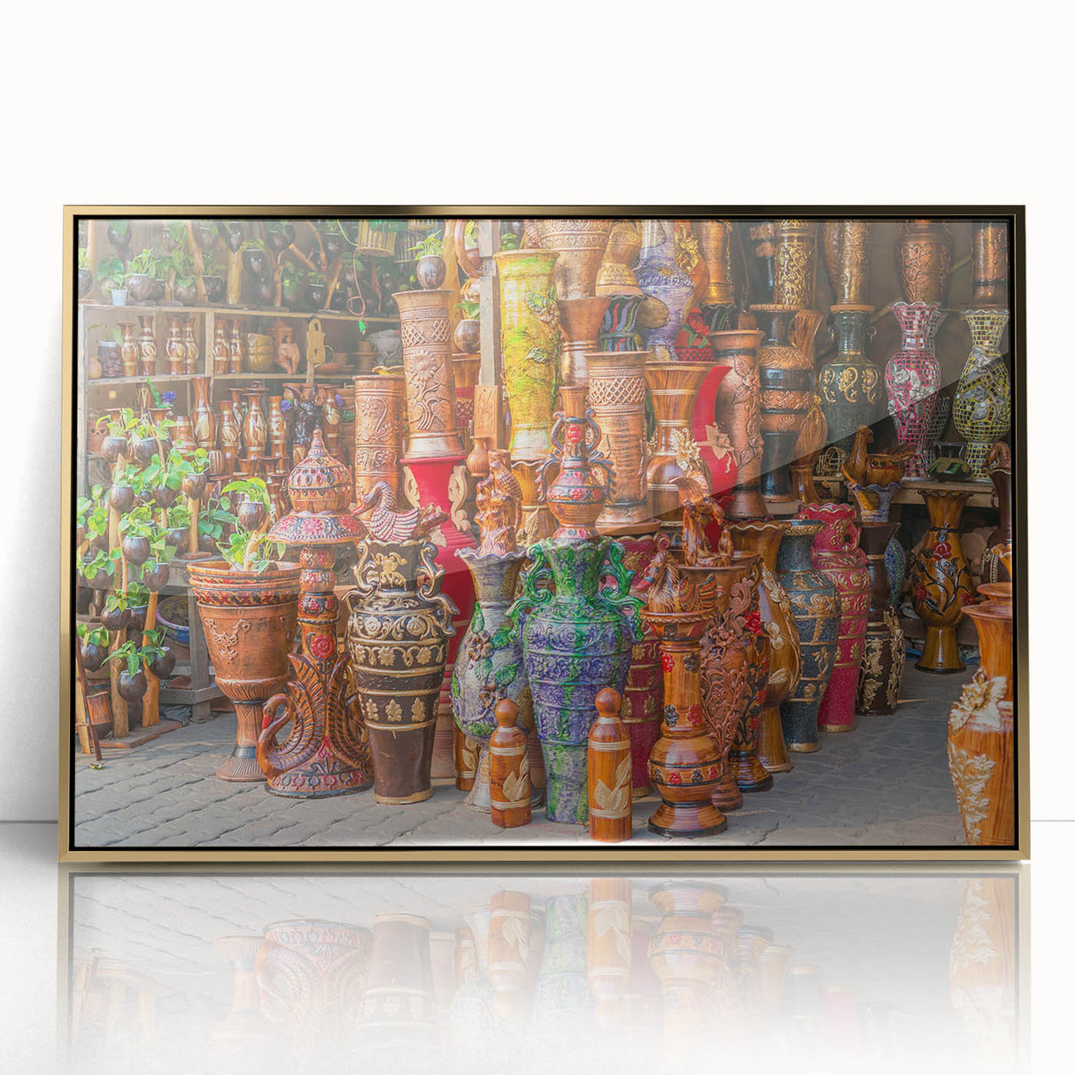 Framed acrylic print of a Bangladesh landscape in muted earth tones, ideal for modern art wall decor.