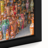 Extra large framed canvas featuring a textured, colorful art scene of Bangladesh landscapes, ideal for living room decor.