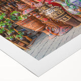 Art deco poster featuring a serene Bangladesh landscape in muted green and blue tones, ideal for dining room wall art.