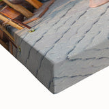 Large art of a black and white landscape painting of Bangladesh on stretched canvas, ideal for bedroom decor.