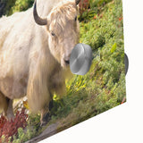 Large abstract acrylic print of Bhutan scenery in muted earth tones.