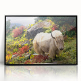 Framed acrylic print of large abstract wall art depicting Bhutanese scenery in earthy tones, ideal for modern art wall decor.