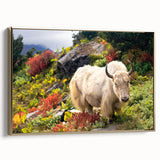 Framed canvas landscape painting of Bhutan scenery in muted gold and black, suitable for bedroom wall art.