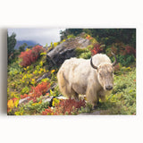 Black and white photograph of Bhutanese landscape on large stretched canvas, suitable for kitchen wall art.