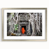 Textured abstract art print of a Cambodian landscape in silver frame, ideal for bedroom art.