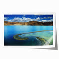 Extra large rolled print of a Tibetan landscape with vibrant green and blue tones, ideal for art wall dining room.
