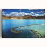 Black and white photograph of Tibetan landscape on stretched canvas, ideal for kitchen wall art.
