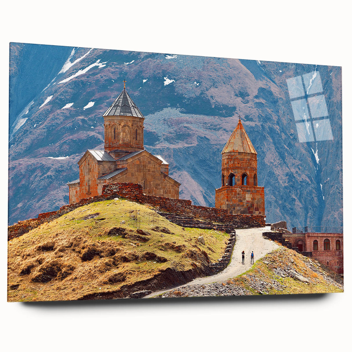Large abstract wall art on acrylic glass depicting vibrant Asian scenery, ideal for bedroom or dining room decor.