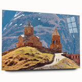 Large abstract wall art on acrylic glass depicting vibrant Asian scenery, ideal for bedroom or dining room decor.