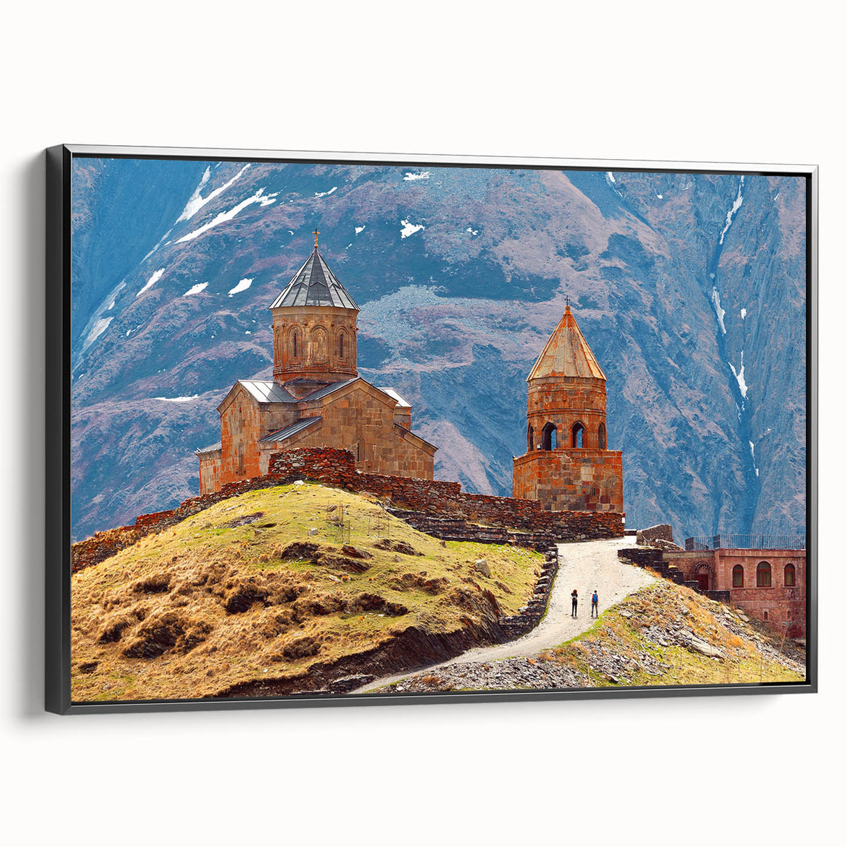 Black and white framed canvas of a vintage-style Georgia landscape, ideal for bedroom wall decor.