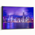Framed canvas of a black and white vintage Hong Kong landscape, ideal for bedroom wall decor.