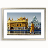 Textured art depicting a serene Asian landscape in muted greens and blues on a framed silver mat, suitable for bedroom decor.