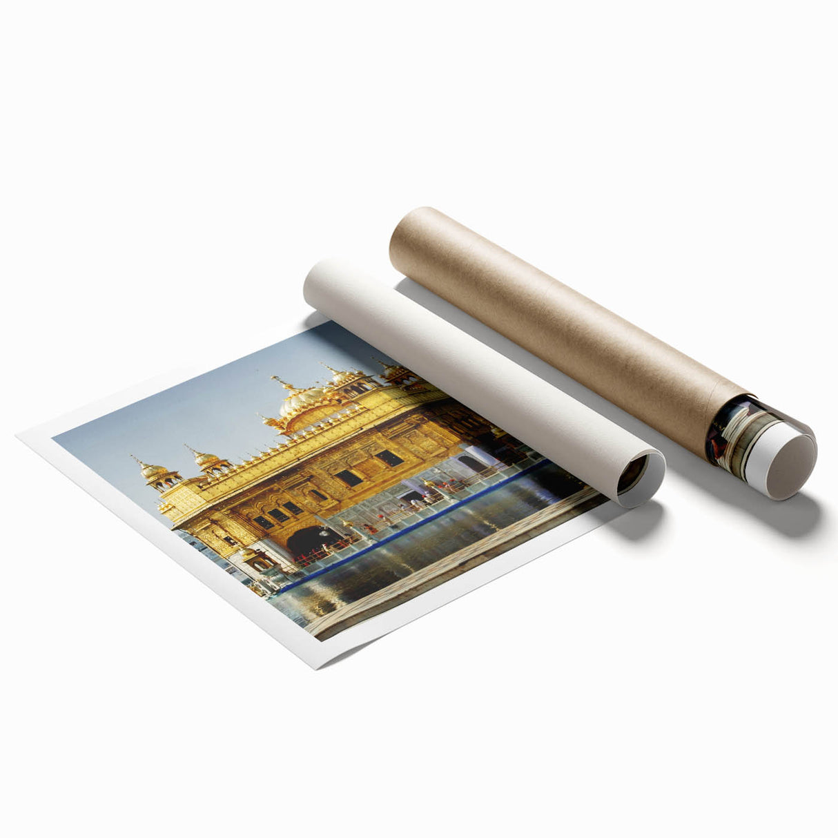 Extra large rolled print of a floral scene in vibrant colors on a light background, ideal for classy bathroom wall art.