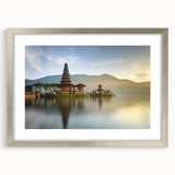 Textured abstract art print of an Indonesian landscape in muted earth tones on a framed canvas, ideal for bedroom art.