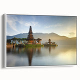 Vintage poster art of an Indonesian landscape on framed canvas, featuring colorful art in extra large format.