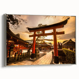 Landscape art painting of Kyoto with vibrant colors on a framed canvas, ideal for living room decor.