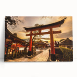 Black and white stretched canvas featuring a serene Kyoto landscape, ideal for kitchen wall art or bedroom decor.