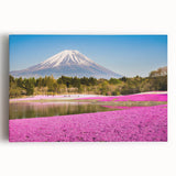 Black and white stretched canvas of Mount Fuji in a minimalist style, ideal for kitchen wall art.