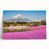 Black and white image of Mount Fuji on a large stretched canvas, ideal for kitchen wall art or bedroom decor.