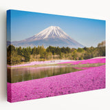 Mount Fuji depicted in muted gray and blue tones on a large stretched canvas, suitable for kitchen wall art.