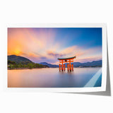 Extra large rolled print of a Japanese scenery with vibrant floral elements, ideal for art wall dining room.