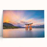 Black and white large art print of a Japanese landscape on stretched canvas, ideal for kitchen or bedroom wall decor.
