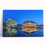 Black and white photo of Seoul skyline on large stretched canvas, ideal for kitchen wall art or bedroom ambiance.